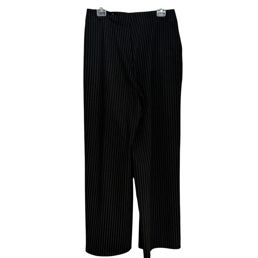 Sailor Wide Leg Pants Womens L Black Pinstripe High Waist Trousers Casual‎ Chic - Picture 5 of 15